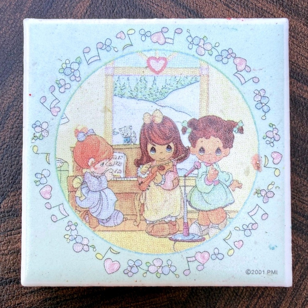 Vintage Precious Moments 2001 Musical Girls Piano Violin Magnet Collectible